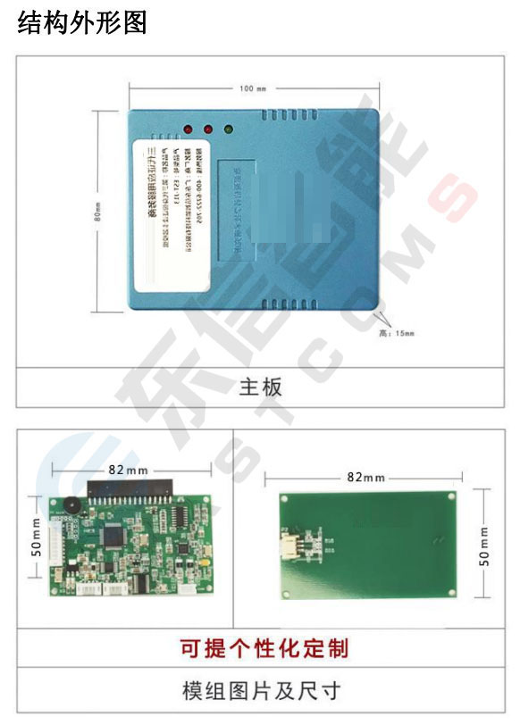 东信免驱版身份证阅读器大模组结构外形图